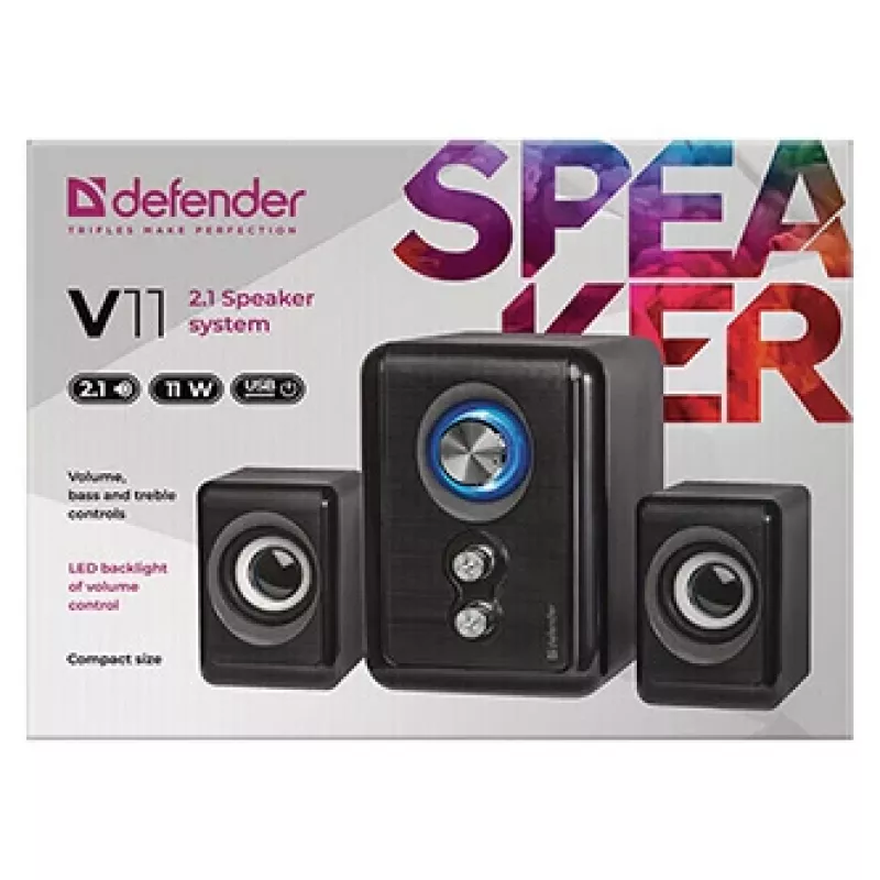 DEFENDER loudspeaker V11 11 W wired 2.1 desktop satellite speakers, USB 5 V, black