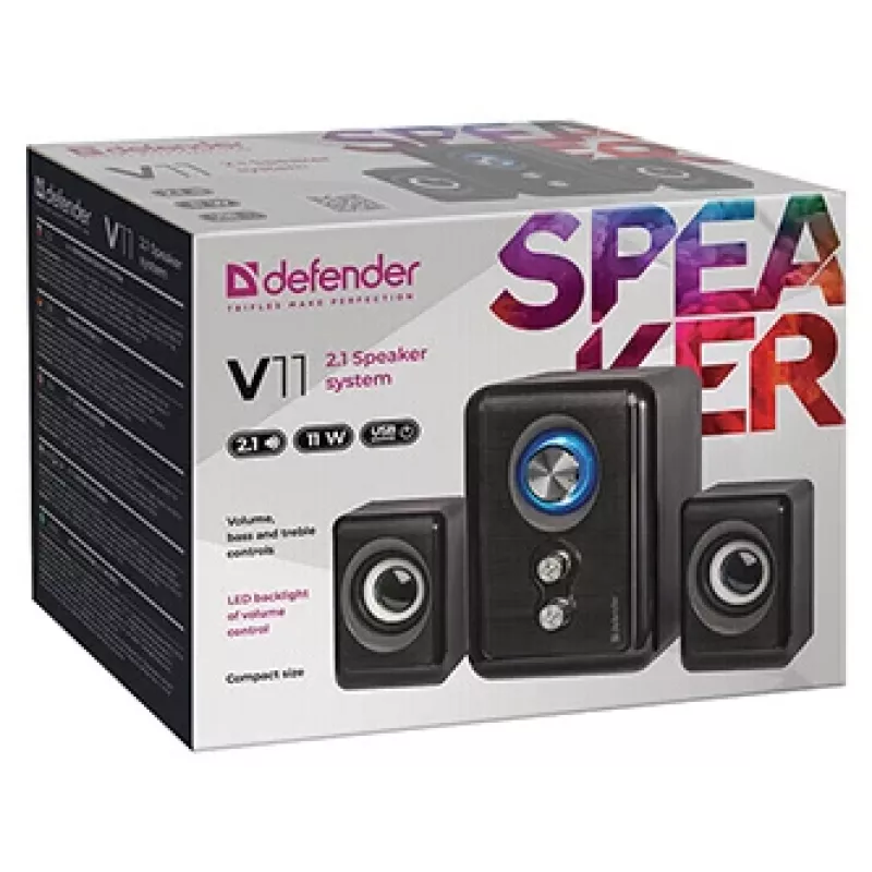 DEFENDER loudspeaker V11 11 W wired 2.1 desktop satellite speakers, USB 5 V, black
