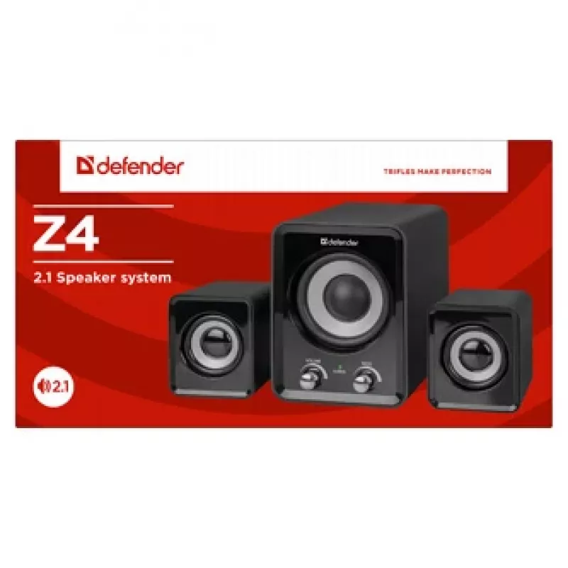 DEFENDER Z4 wired 2.1 speakers, 11 W RMS, black, USB 5V power, 3.5 mm headphone out