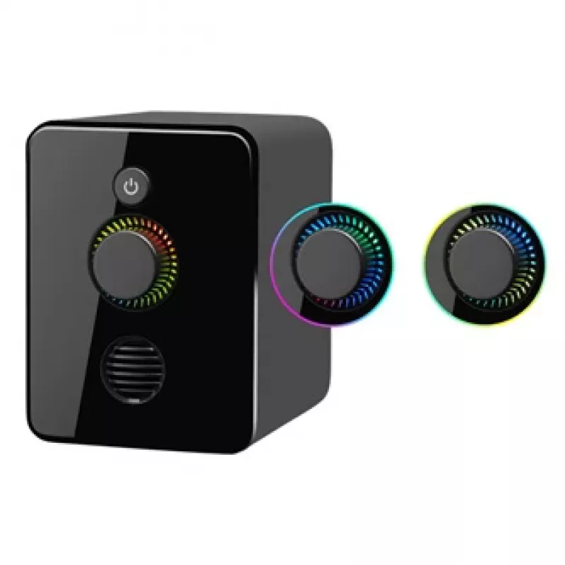 Defender V12 65212 2.1 computer speakers, 11 W, 5 W subwoofer, USB powered, LED backlight, black, 115 x 130 x 223 mm