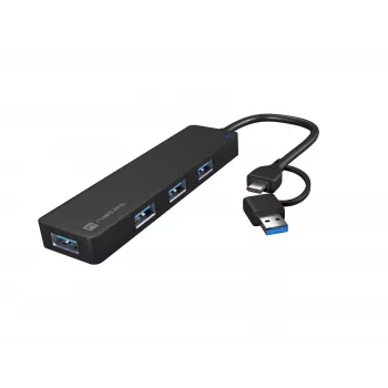 USB Hub NATEC Mayfly USB 3.2 Gen 1 Type-A Type-C 5000 Mbit/s Black