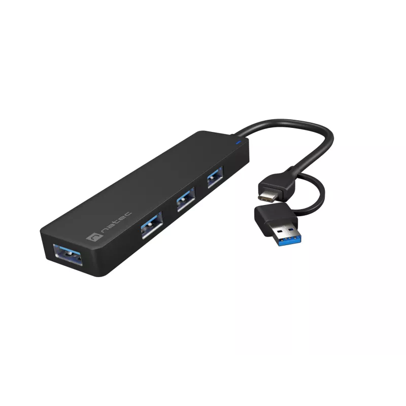 USB Hub NATEC Mayfly USB 3.2 Gen 1 Type-A Type-C 5000 Mbit/s Black