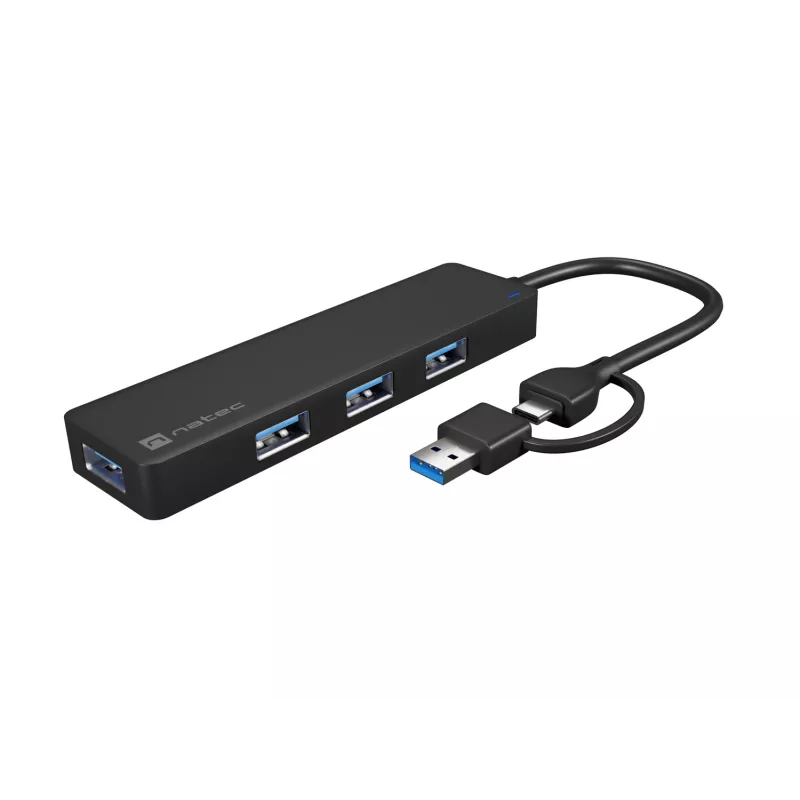 USB Hub NATEC Mayfly USB 3.2 Gen 1 Type-A Type-C 5000 Mbit/s Black