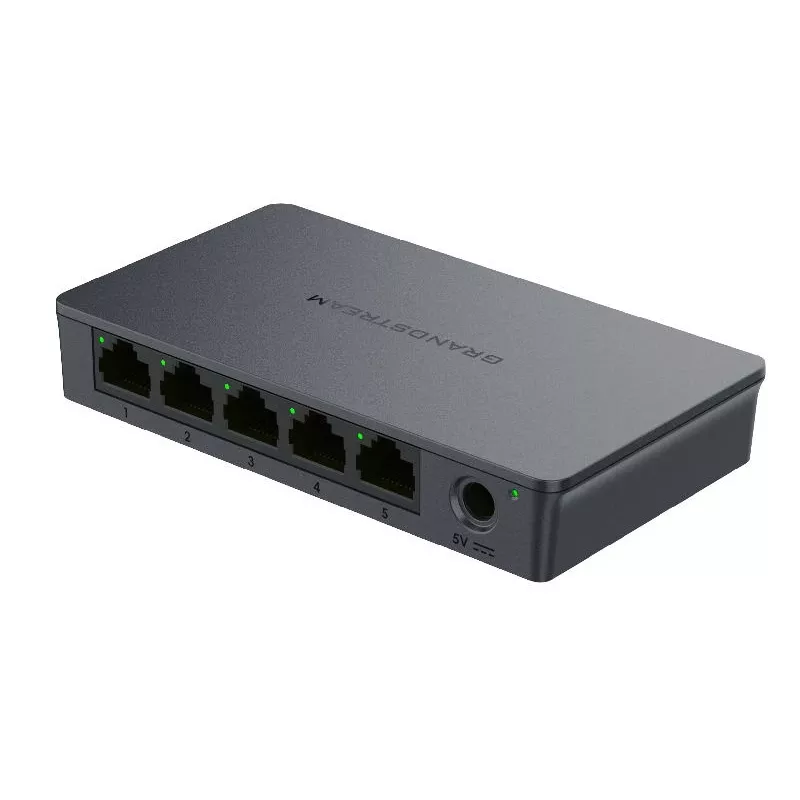 Grandstream GWN7700 Layer 2 Unmanaged Switch 5x Gigabit Ports 10Gbps Switching Capacity 802.1p QoS Black Desktop/Wall-Mount 5VDC