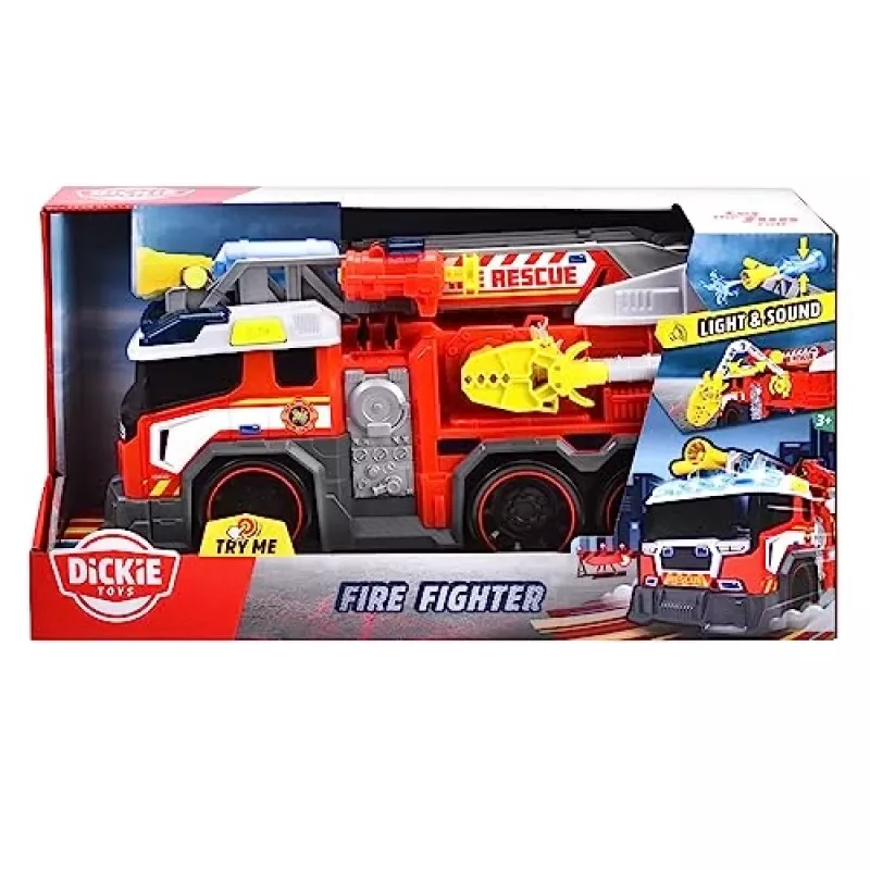 Fire truck toy Dickie model 203307000 — battery-powered, for ages 3+, colors: black/blue/red/white/yellow