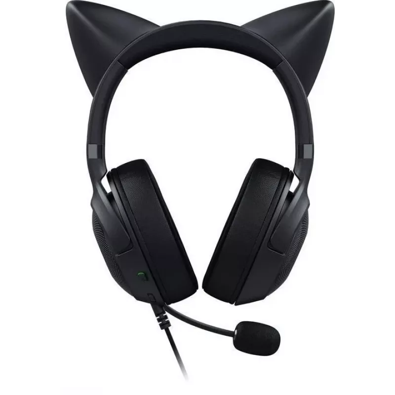 Kraken Kitty V2 - Black, Gaming headset, Kitty Ears, Stream Reactive Lighting, HyperClear Cardioid Mic, 40 mm TriForce Drivers, Built into the earcups microphone, Razer Chroma RGB (Ear and Earcups), Surround sound: Only available on Windows 10 64-bit