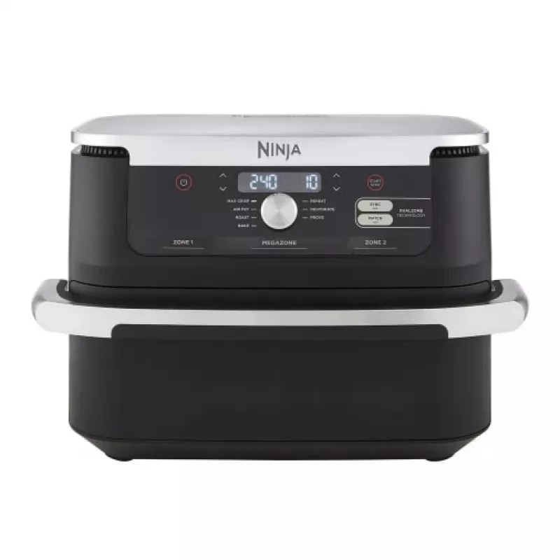Ninja AF500EU fryer Double 10.4 L Stand-alone 2470 W Hot air fryer Black, Stainless steel