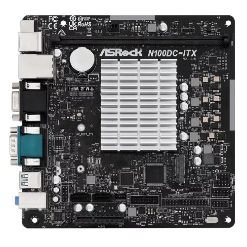ASRock N100DC-ITX - Intel Quad-Core Processor N100 (up to 3.4 GHz) DDR4- 2 SATA3, Supports Intel Turbo Boost Technology Mini ITX (280) Motherboards