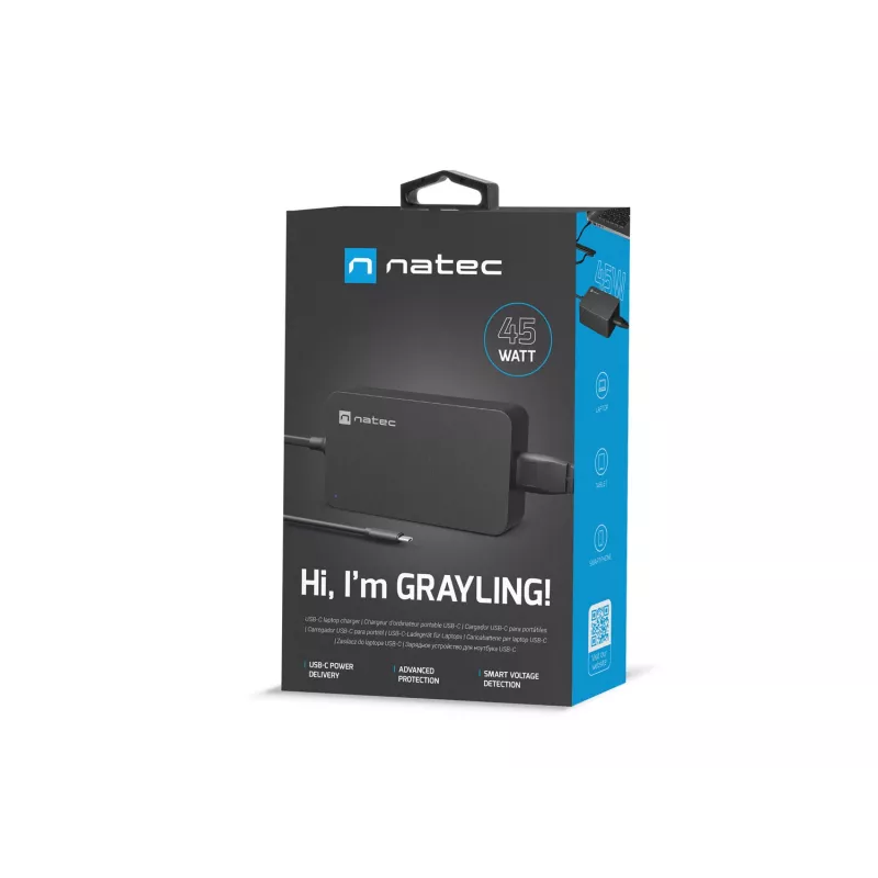 NATEC Grayling USB-C 45W power adapter Universal Black