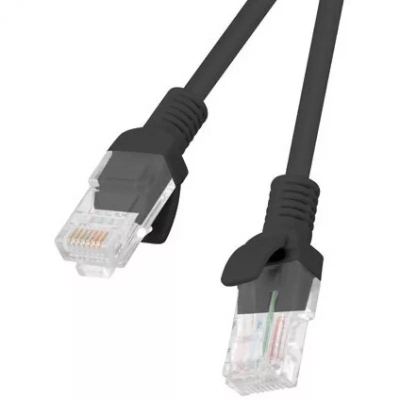 Network cable LANBERG PCU5-20CC-0025-BK RJ-45 Cat5e 0.25 m black, U/UTP, CCA, AWG26