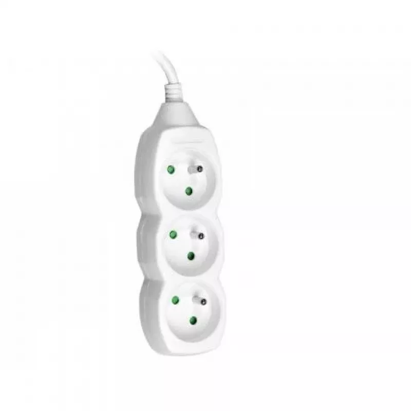 Tracer PowerCord Extension Lead, 3 Sockets, 3m, White