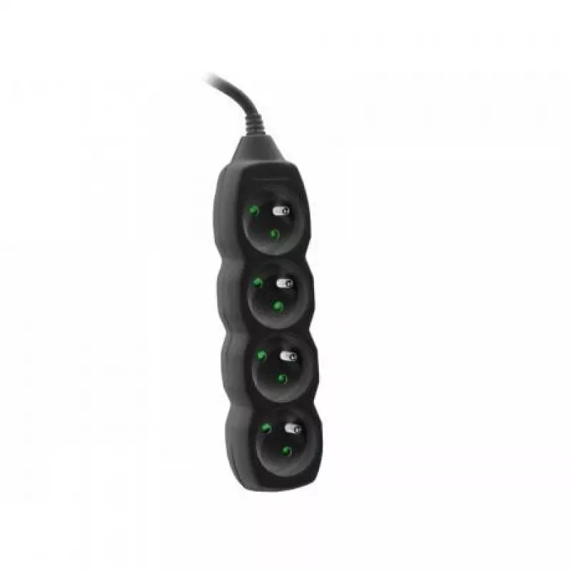 Tracer PowerCord Extension Lead, 4 Sockets, 3m, Black