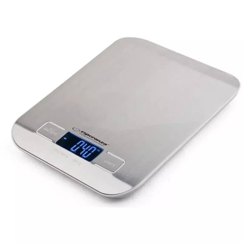 Kitchen digital scale ESPERANZA EKS001 Bamboo — precise 4 units (g/lb/oz/kg), stainless steel platform, blue backlight