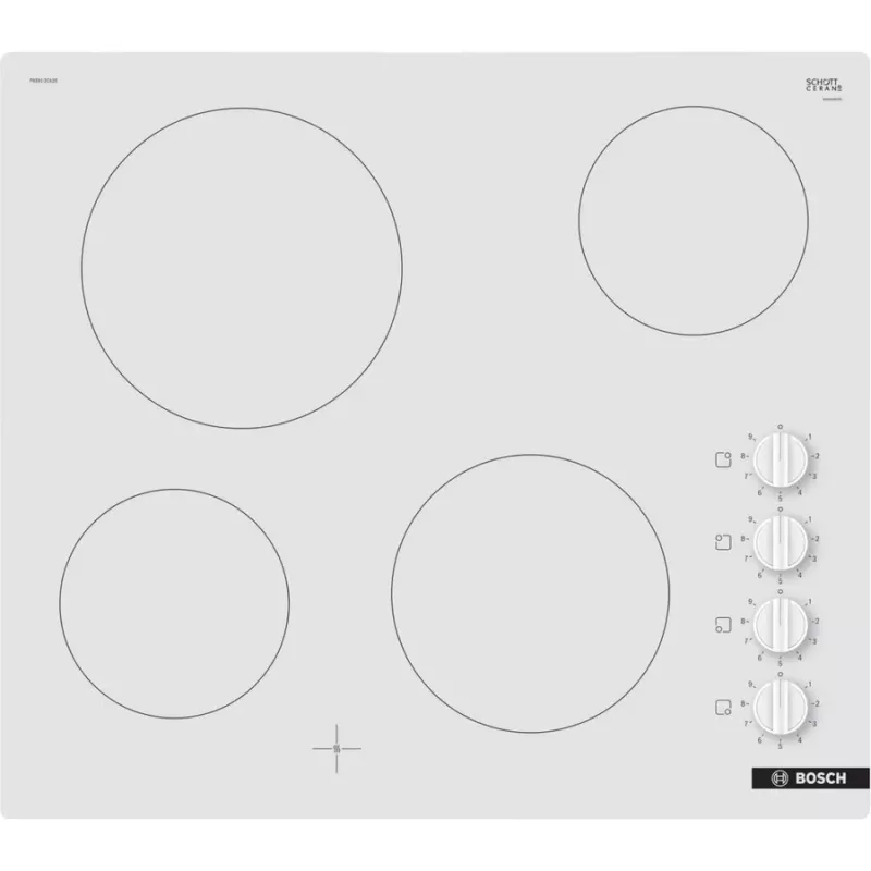 Radiant Electric Hob Bosch PKE612CA2E, 6600 W, 4 Cooking Zones, White