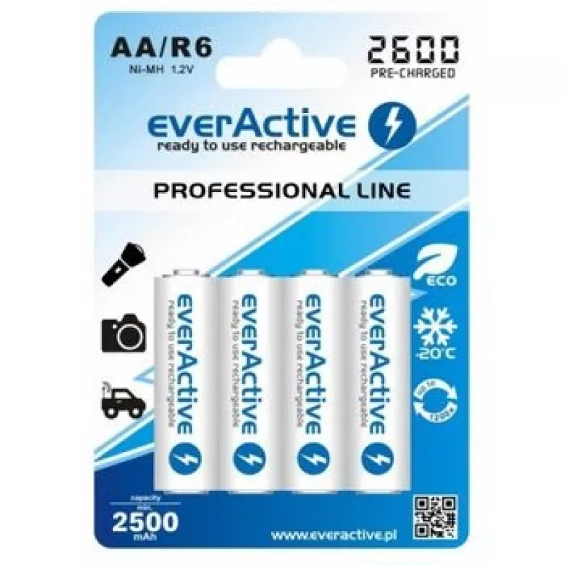 Baterii Reincarcabile R6 AA 2600mAh EverActive Professional package contents 1x Blister