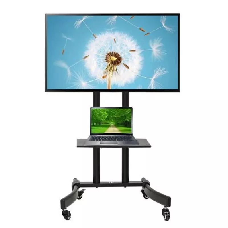 Maclean MC-739 professional TV trolley stand on wheels, 32-65 inch (165.1 cm), max 40 kg, VESA up to 400x600, Black