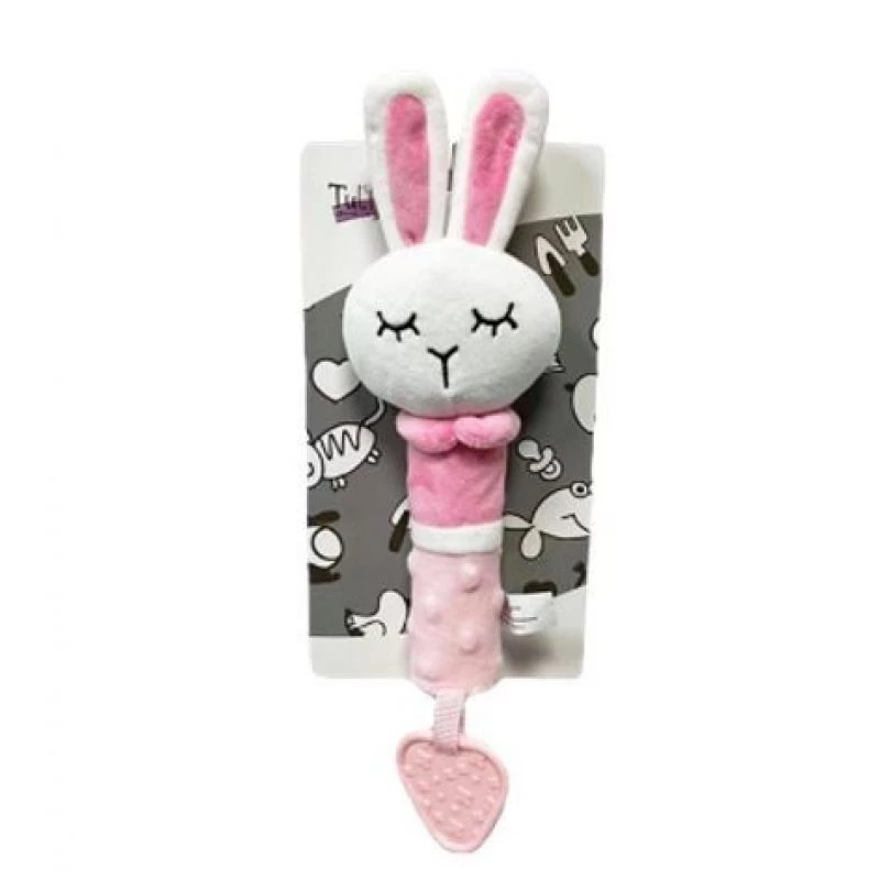 Soft plush sound toy TULILO Bunny 17 cm — cuddly rattle for infants and toddlers