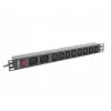 Rack-mount Power Distribution Unit LANBERG PDU-02I1908I-0200-C20-BK — 1U, 10×C13, 16A, 2 m cable, 19 inch