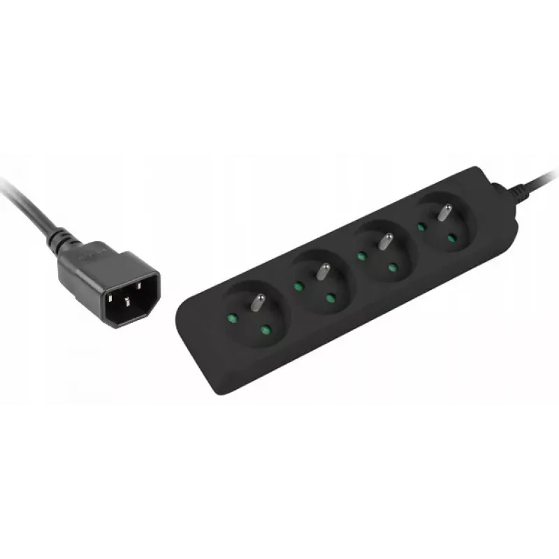 Power Extension Lanberg PS0-04E-0100-IEC-BK 1m 4 AC Outlets Indoor Black