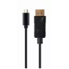 USB graphics adapter Gembird A-CM-DPM-01 with USB-C, supports up to 3840×2160, USB 2.0 / 3.2 Gen 2, black, 2 m cable