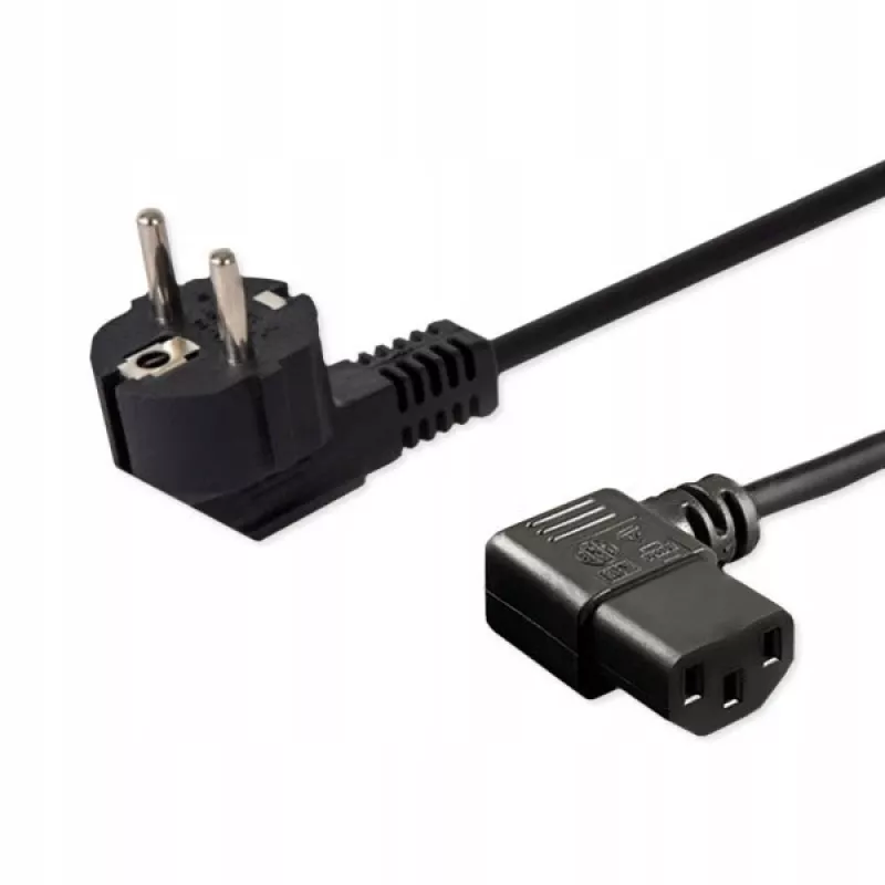 Power cable SAVIO CL-116 — 1.8 m, Black, angled power plug Type C to angled IEC C13, 3-core 0.5 mm²