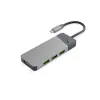 USB Type-C hub Green Cell HUBGC01 — 7 ports: 3×USB-A 3.2 Gen 1, 1×USB-C 3.2 Gen 1, HDMI, microSD+SD card reader — Silver