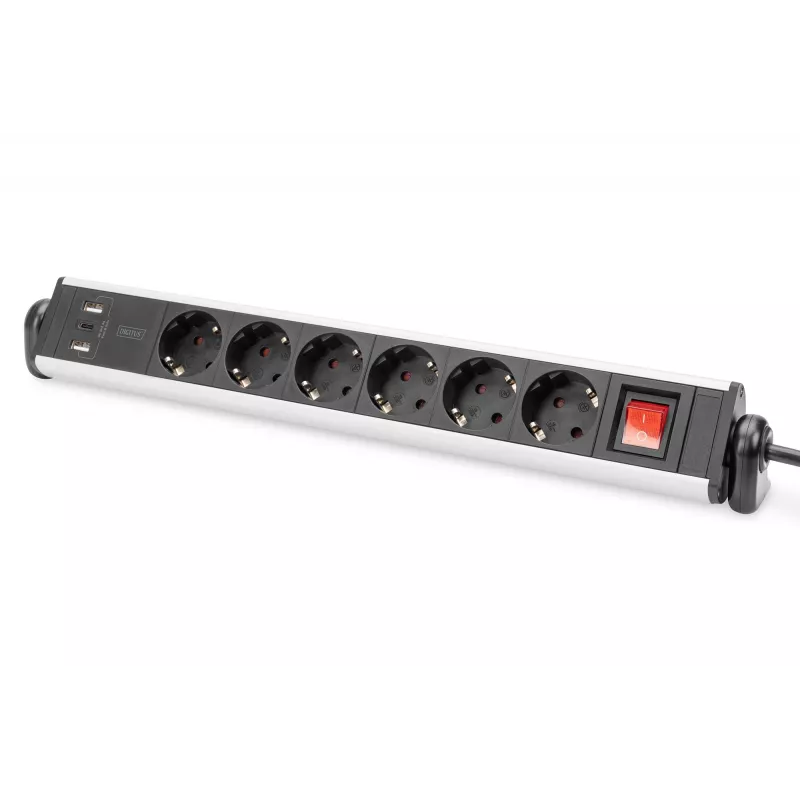 Digitus 6-way office power strip with 3x USB ports 1.5m cable