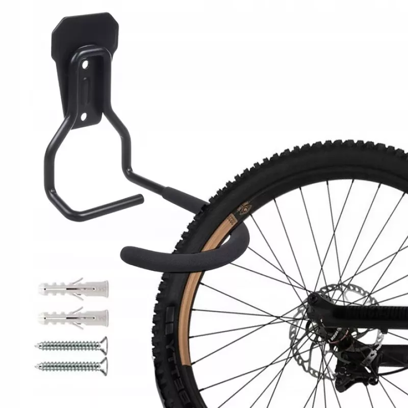 Wall bike mount MACLEAN MC-433 vertical bicycle hanger, foldable, adjustable width, for bikes up to 20 kg, black