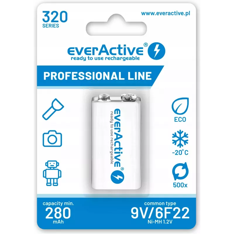 Rechargeable battery everActive EVHRL22-320 9V NiMH prismatic 8.4V, 55 g, 48.5 mm