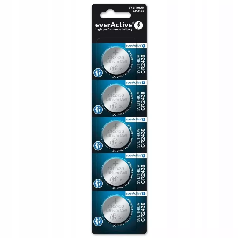 Button cell battery everActive CR2430 Lithium 3 V, 24.5 mm × 3 mm, pack of 5