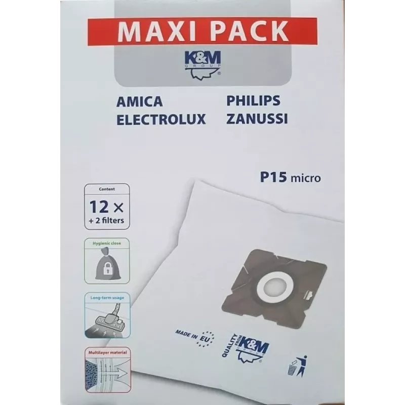 Vacuum cleaner bags PHILIPS CONCEPT SENCOR ZANUSSI P15 maxi KM-P15-MX (12 pcs.)