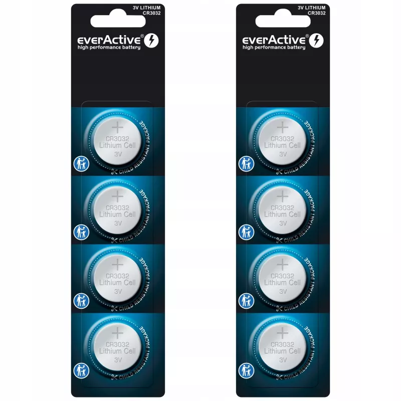 Button lithium battery everActive CR3032, 3V, 580 mAh, button/coin, pack of 4