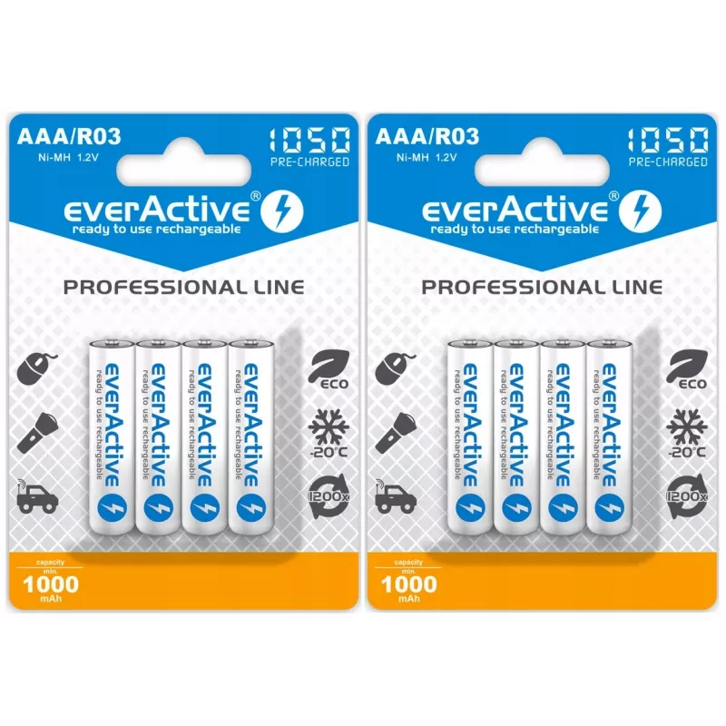 Rechargeable AAA NiMH battery pack everActive EVHRL03-1050 1.2V — 4 pcs, 1050 mAh