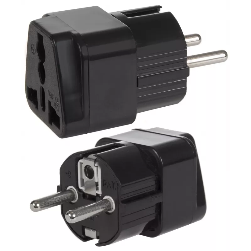 Power Plug Adapter Maclean MCE155 NEMA 5-15P Type E FR Black