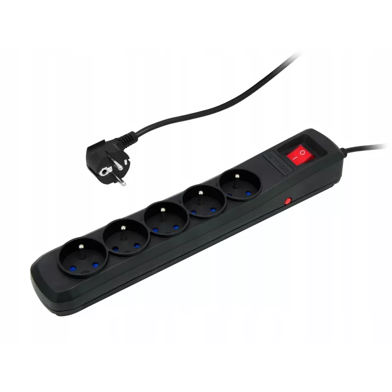 Power strip ARMAC R5 — 5 outlets, surge protection, 3 m cable, black