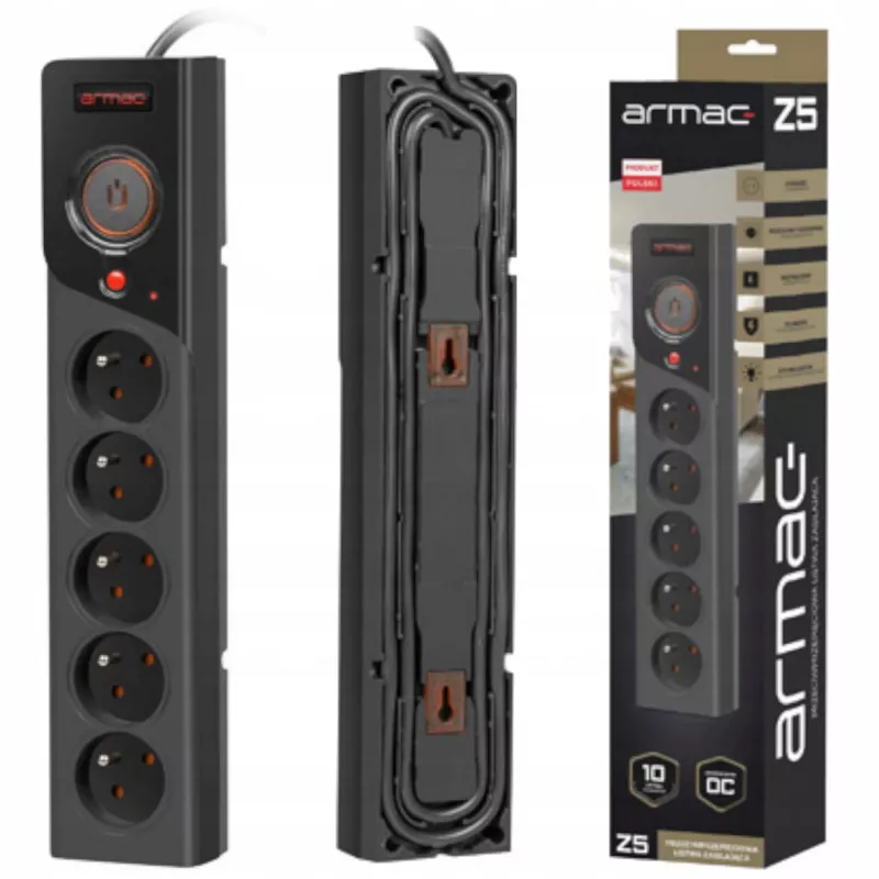 POWER STRIP ARMAC Z5 3M 5X 230V PL 10A CABLE ORGANIZER BLACK