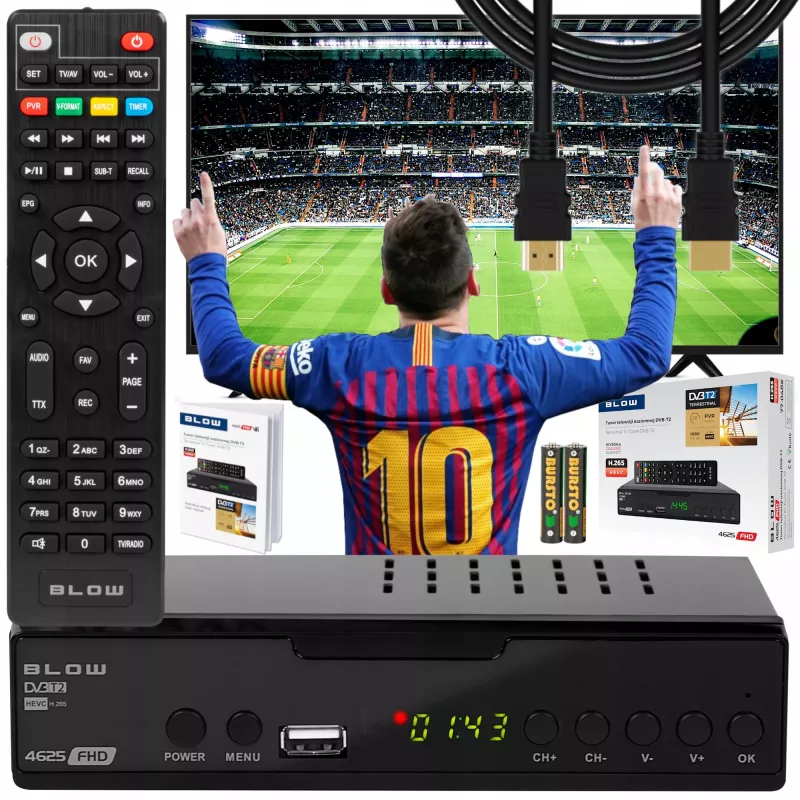 Digital TV tuner BLOW 4625FHD DVB-T2 H.265 terrestrial receiver, HDMI, USB, SCART, Ethernet, S/PDIF