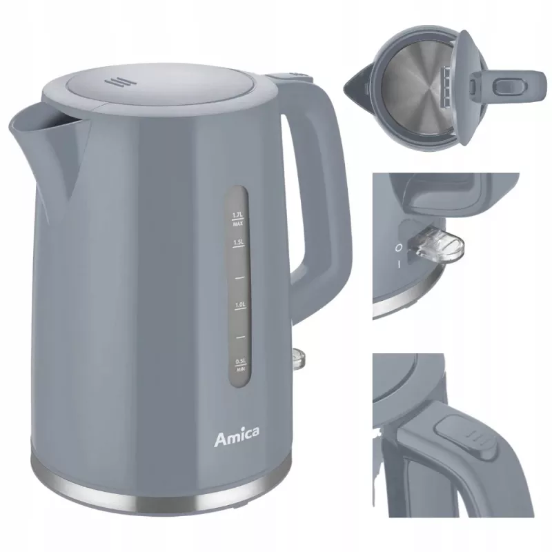 Electric kettle Amica 1.7 l 2200 W Grey