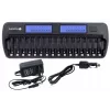 Battery charger everActive NC-1600 — universal DC charger for Li-Ion, supports 16 cells, compatible sizes AA/AAA/C, black, AC 100–240V 50–60Hz