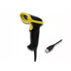Handheld barcode reader QOLTEC 50867 — 1D/2D laser scanner, USB wired, 600 mm range, yellow/black