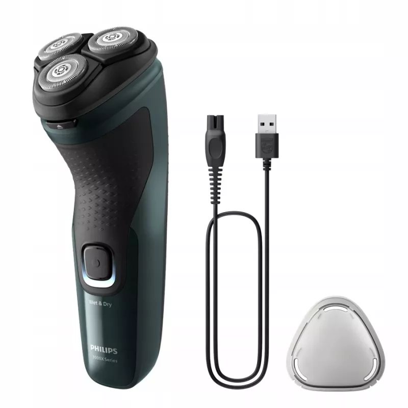 Electric Rotary Shaver Philips 3000X Series X3002/00 – 3-head Wet & Dry Cordless Shaver, NiMH battery, 40 min runtime