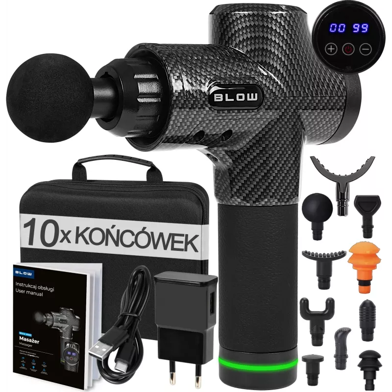 Handheld percussive massage gun BLOW Wave 4000 model 44-340# — 32 intensity levels, 2200 mAh battery, USB-C