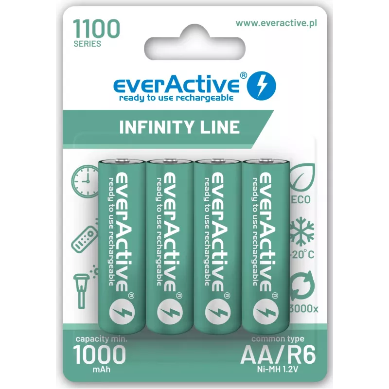 Rechargeable NiMH batteries everActive EVHRL6-1100 1.2V 1100 mAh — 4 pcs, cylindrical