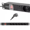 Power distribution unit LANBERG PDU-06E-0200-BK — 6x Type E outlets, 16 A, 2 m cable, 1U rack, 220–250 V