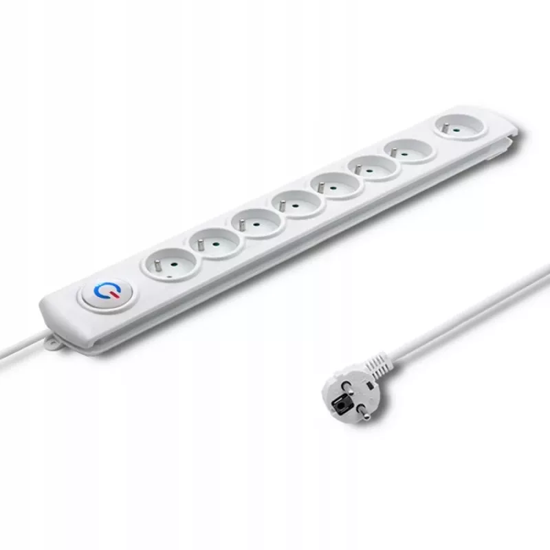 Surge Protector Qoltec 50293 White 8 AC outlets 230 V