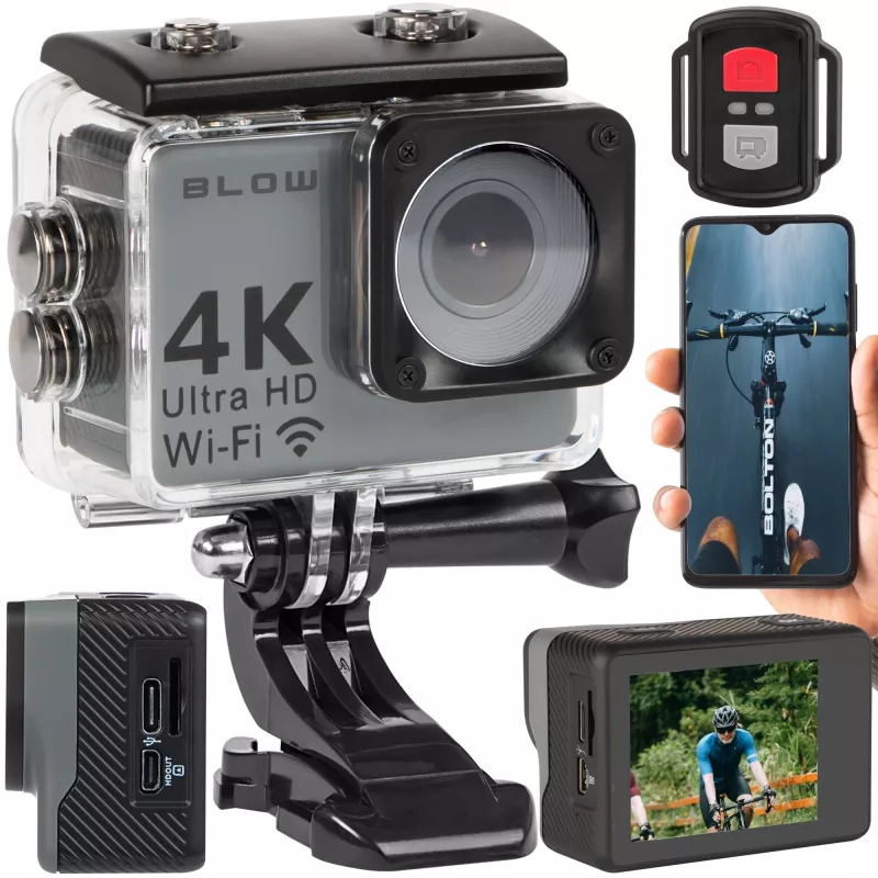 Action camera BLOW 78-538 — 4K Ultra HD, 2 inch display, 170° FOV, Wi‑Fi, image stabilizer, microSD up to 64 GB