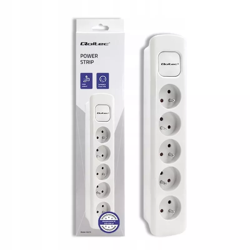 Power Extension Qoltec 50276 1.8m 5 AC Outlets Indoor White