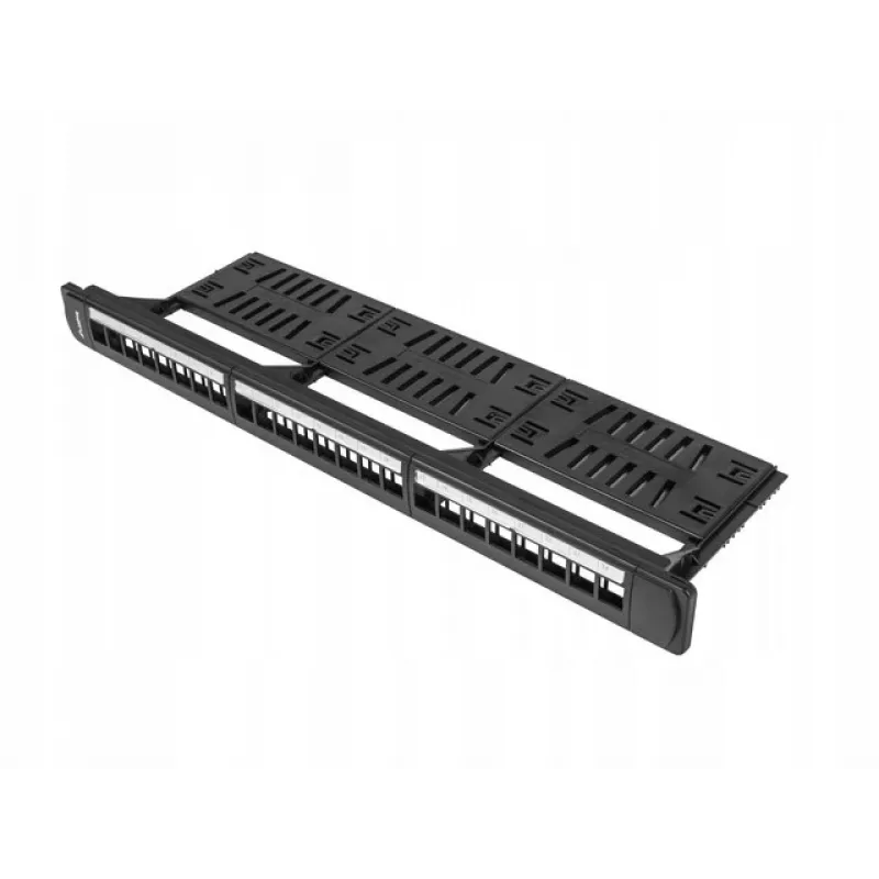 Lanberg PPKS-1124-B 24-Port 1U 19-Inch Blank Keystone Patch Panel, Black ABS