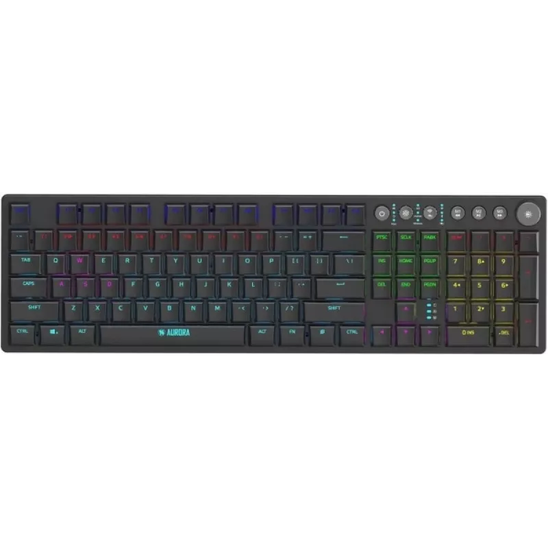 iBOX Aurora K-6 IKGMK6 Mechanical Low-Profile Gaming Keyboard, Wired + RF Wireless + Bluetooth, KRGD Red switches, LED backlight, QWERTY English, Black