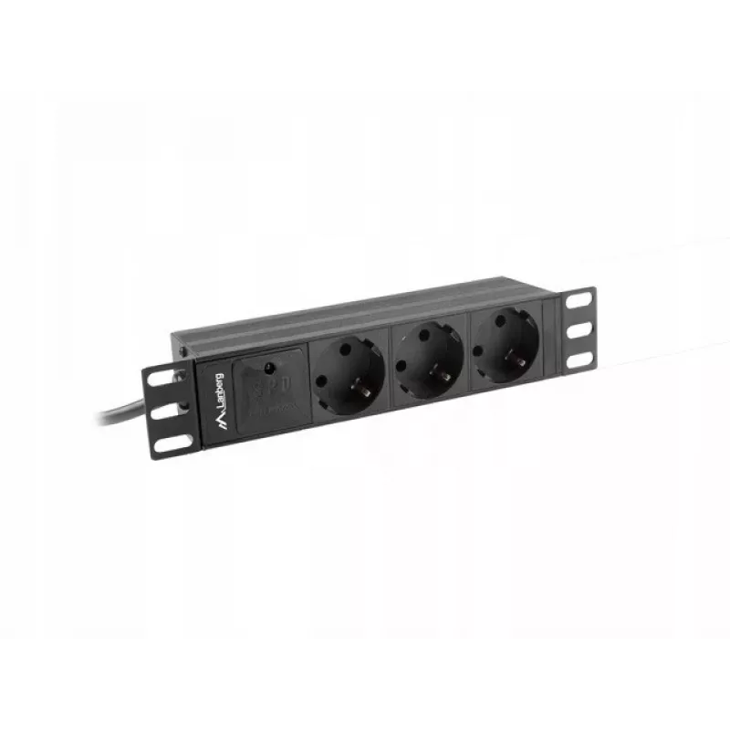 Lanberg PDU-03E-0200-BK power distribution unit (PDU) 3 AC outlet(s) 1U Black